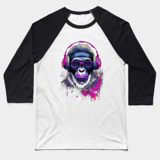 Graffiti-Inspired Chimpanzee Ink and Paint Splatters Baseball T-Shirt